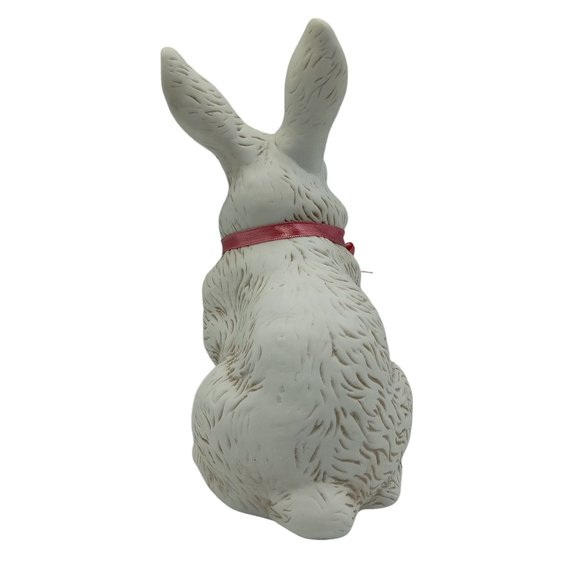 VTG Country Porcelain Bunny Rabbit With Pink Ribbon TW7353 Easter Centerpiece - Picture 3 of 11